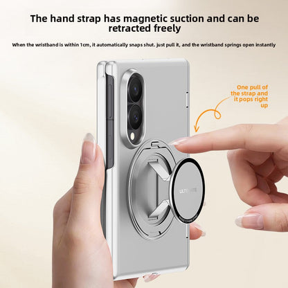 Luxury Magnetic Ring Stand Case with Hand Strap & Kickstand for Samsung Galaxy Z Fold