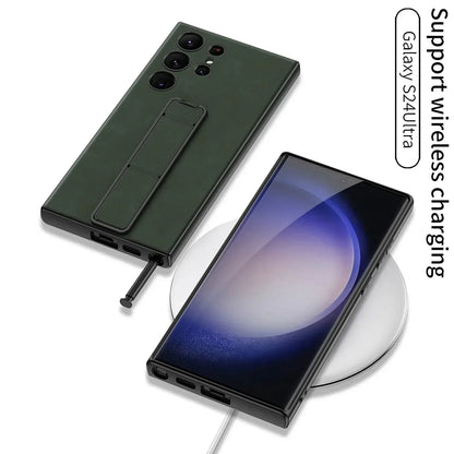 Shockproof Leather S24 Ultra Case with Folding Bracket - Odin case